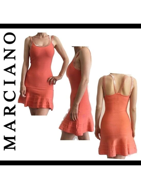 Marciano Dresses & Skirts - Marciano Coral Beaded Fit & Flare Bandage Dress